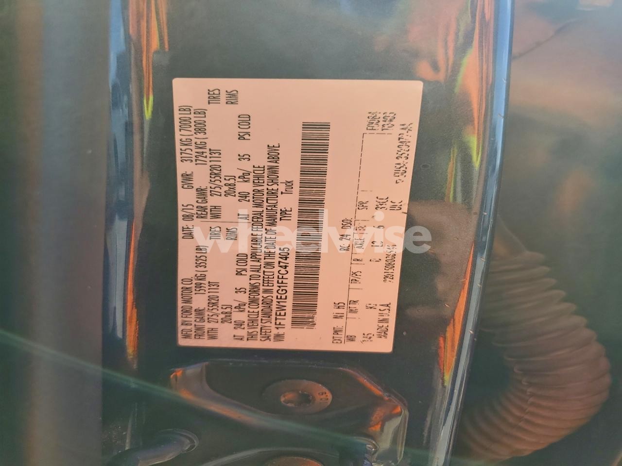 Photo 12 of 2015 FORD F150 SUPERCREW (VIN 1FTEW1EG1FFC47405)