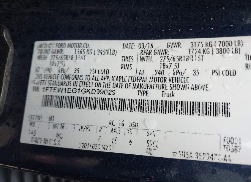 Photo 9 of 2016 Ford F-150 XLT (VIN 1FTEW1EG1GKD99029)