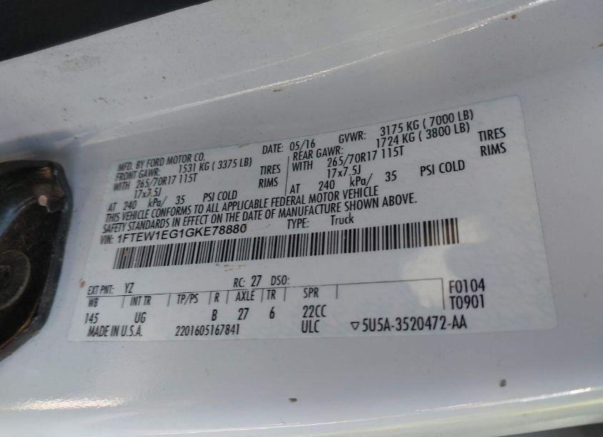 Photo 9 of 2016 Ford F-150 XLT (VIN 1FTEW1EG1GKE78880)