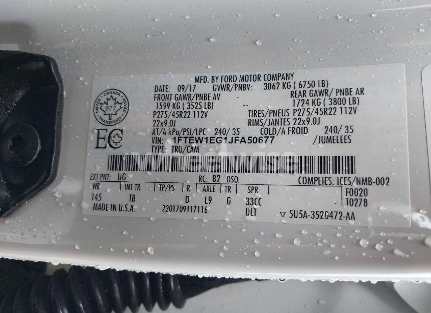 Photo 9 of 2018 Ford F-150 LIMITED (VIN 1FTEW1EG1JFA50677)