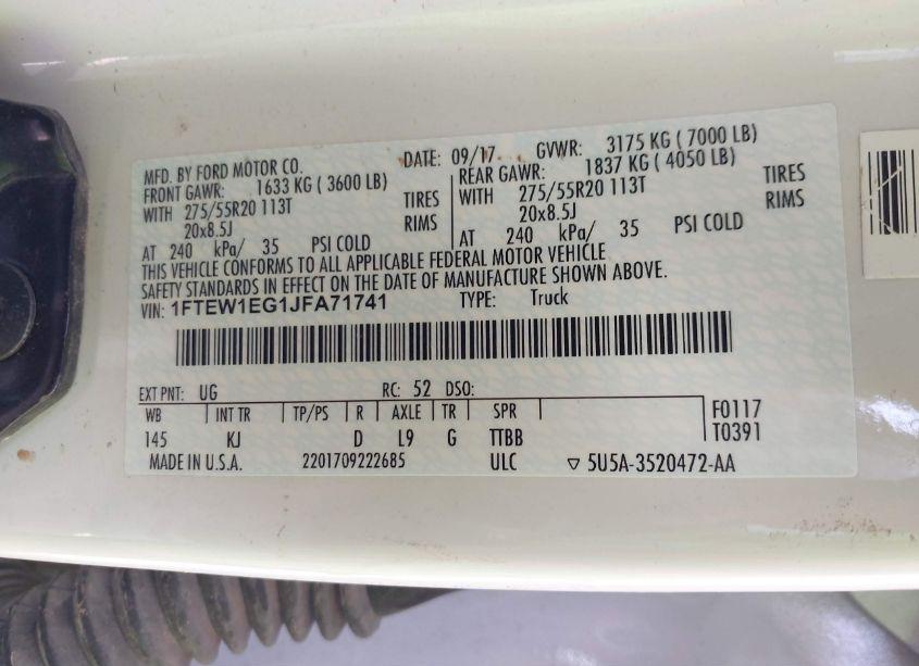 Photo 9 of 2018 Ford F-150 KING RANCH (VIN 1FTEW1EG1JFA71741)