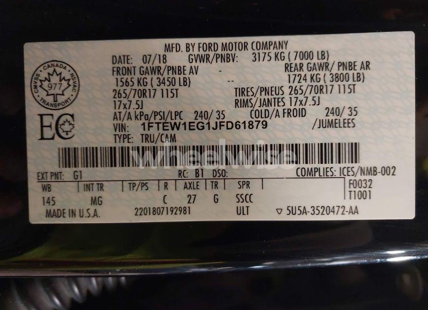 Photo 9 of 2018 Ford F-150 XLT (VIN 1FTEW1EG1JFD61879)