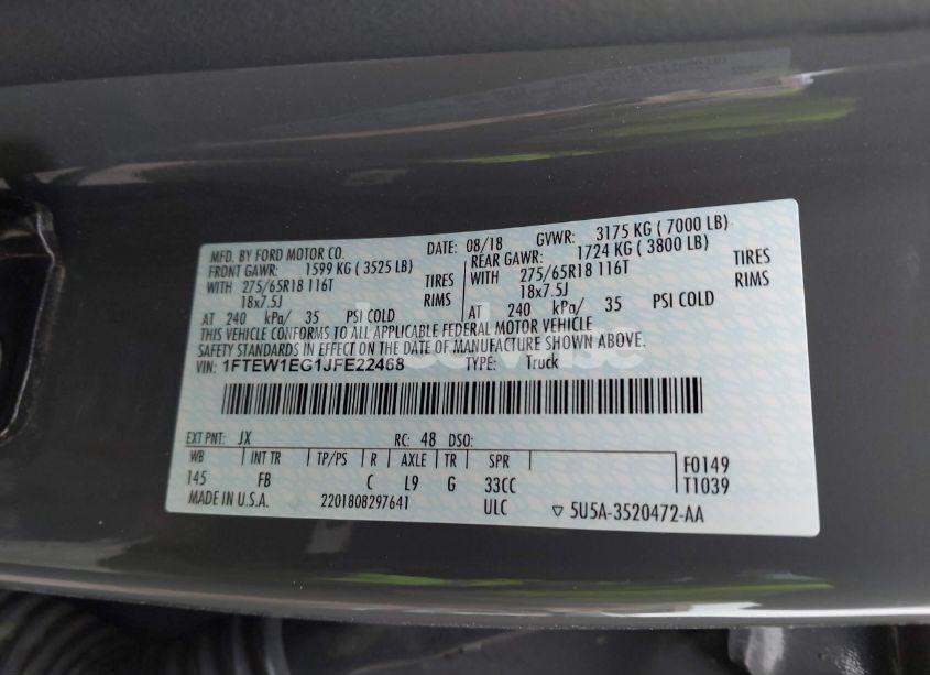 Photo 9 of 2018 Ford F-150 XLT (VIN 1FTEW1EG1JFE22468)