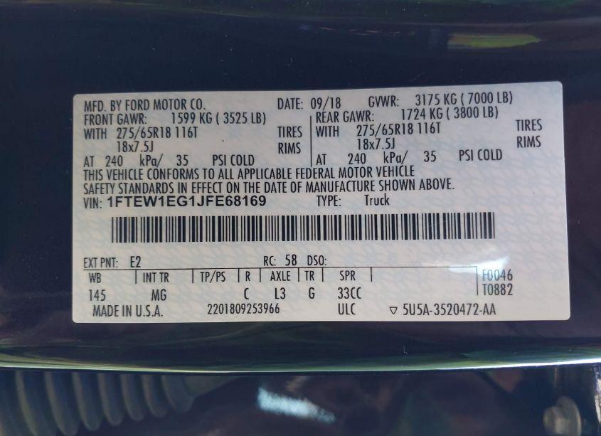 Photo 9 of 2018 Ford F-150 XLT (VIN 1FTEW1EG1JFE68169)