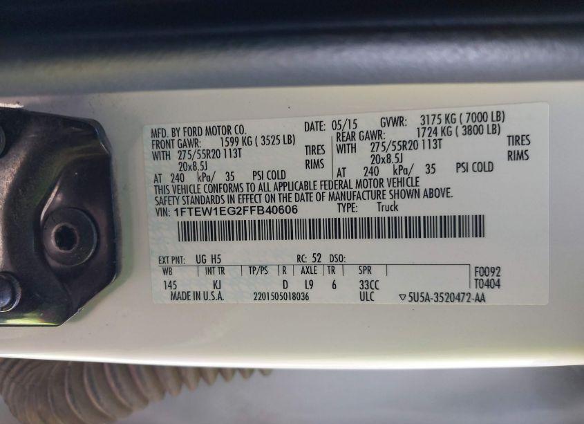 Photo 9 of 2015 Ford F-150 KING RANCH (VIN 1FTEW1EG2FFB40606)