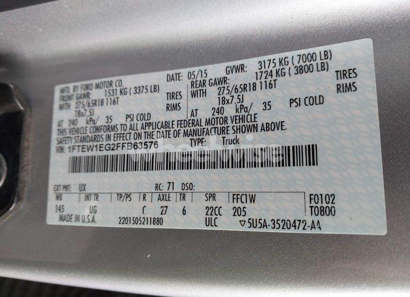 Photo 9 of 2015 Ford F-150 XLT (VIN 1FTEW1EG2FFB63576)