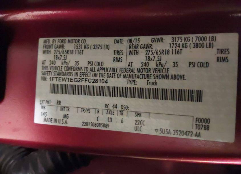 Photo 9 of 2015 Ford F-150 XLT (VIN 1FTEW1EG2FFC28104)