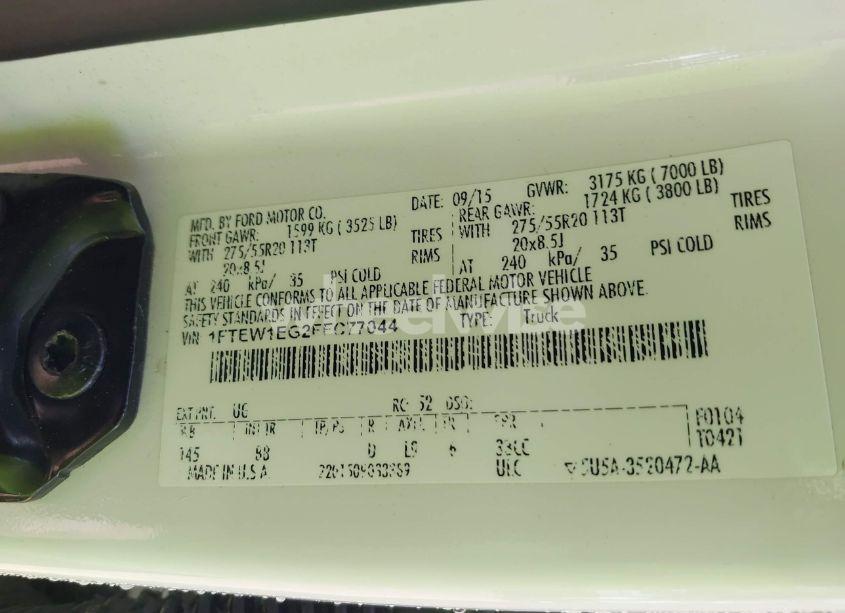 Photo 9 of 2015 Ford F-150 PLATINUM (VIN 1FTEW1EG2FFC77044)