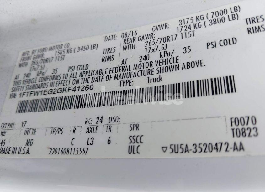 Photo 9 of 2016 Ford F-150 XLT (VIN 1FTEW1EG2GKF41260)