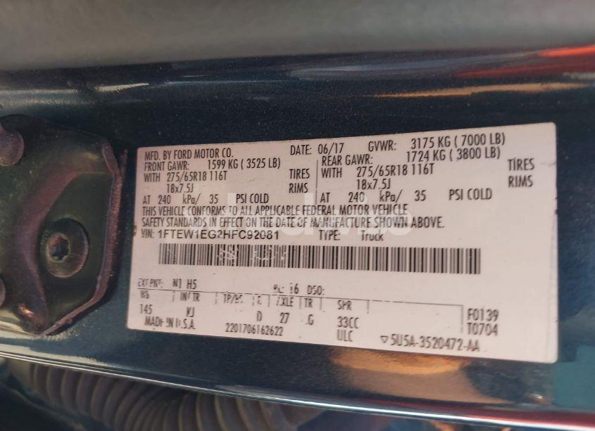 Photo 9 of 2017 Ford F-150 KING RANCH (VIN 1FTEW1EG2HFC92081)