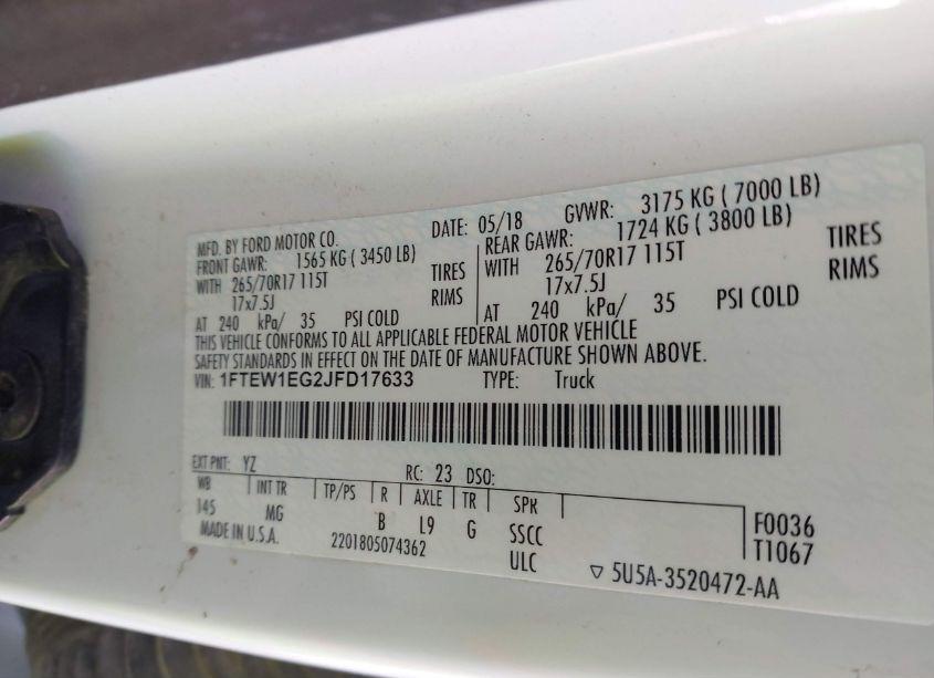 Photo 9 of 2018 Ford F-150 XLT (VIN 1FTEW1EG2JFD17633)