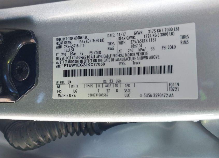 Photo 9 of 2018 Ford F-150 XLT (VIN 1FTEW1EG2JKC77058)