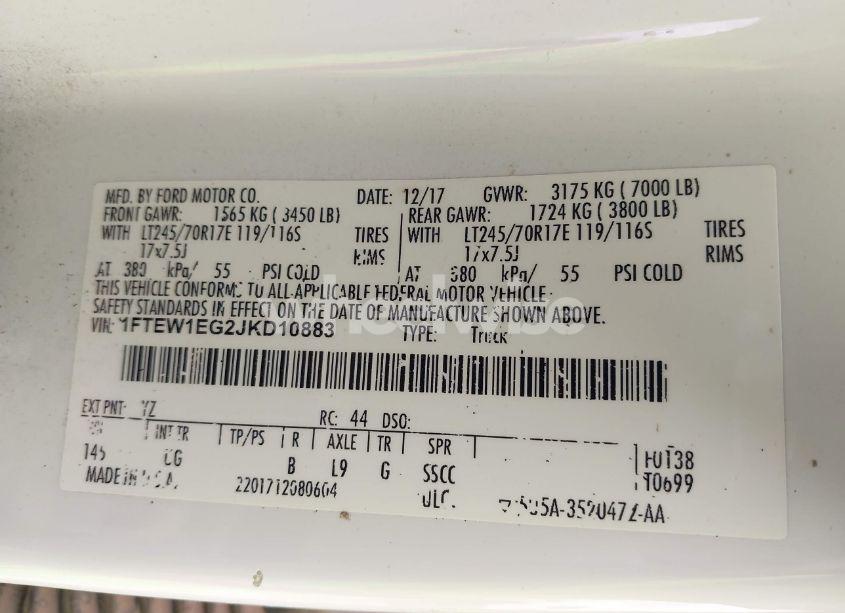 Photo 9 of 2018 Ford F-150 XLT (VIN 1FTEW1EG2JKD10883)