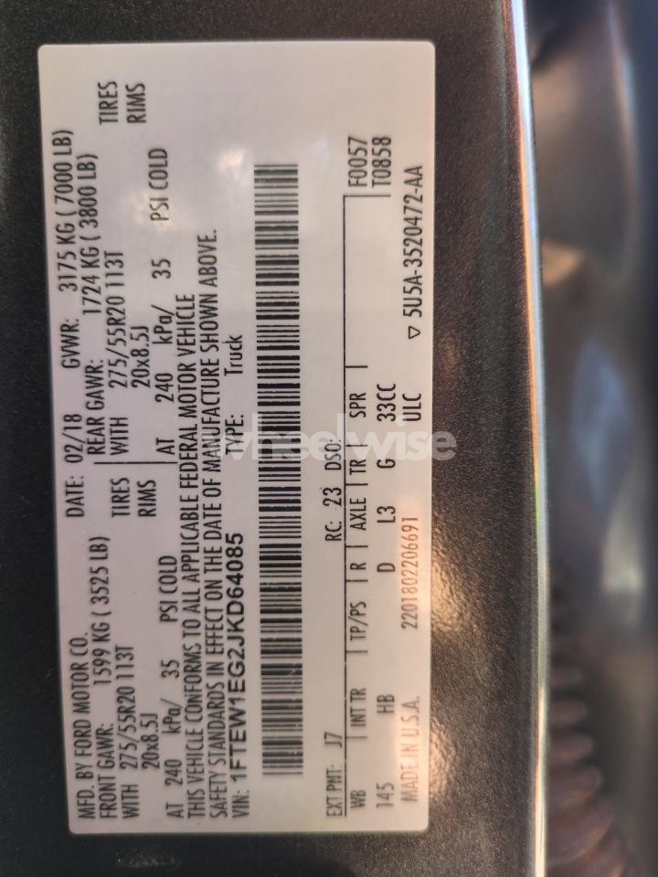 Photo 13 of 2018 FORD F150 SUPERCREW (VIN 1FTEW1EG2JKD64085)