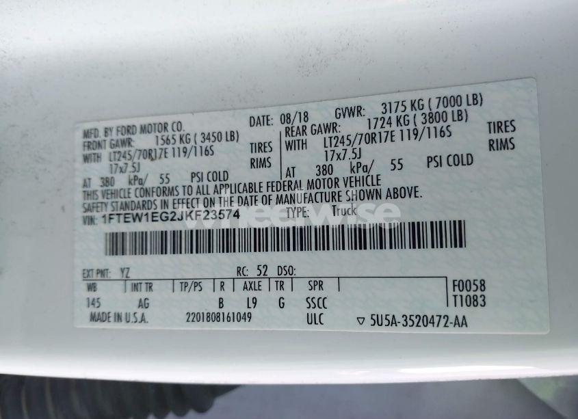 Photo 9 of 2018 Ford F-150 XL (VIN 1FTEW1EG2JKF23574)