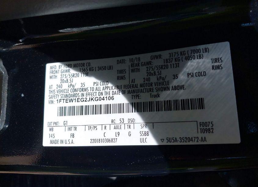 Photo 9 of 2018 Ford F-150 XLT (VIN 1FTEW1EG2JKG04106)