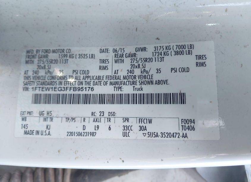 Photo 9 of 2015 Ford F-150 KING RANCH (VIN 1FTEW1EG3FFB95176)