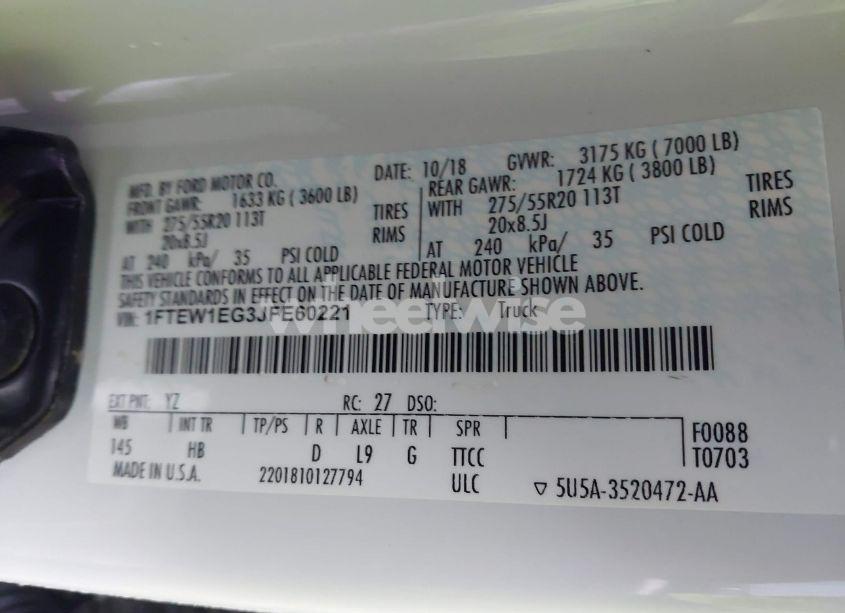 Photo 9 of 2018 Ford F-150 LARIAT (VIN 1FTEW1EG3JFE60221)