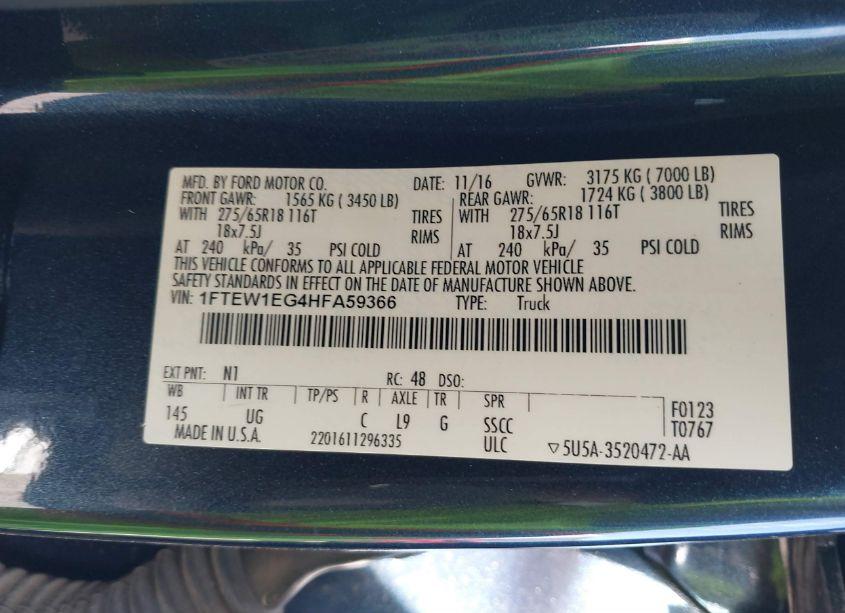 Photo 9 of 2017 Ford F-150 XLT (VIN 1FTEW1EG4HFA59366)