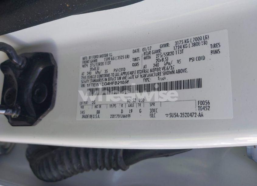 Photo 9 of 2017 Ford F-150 KING RANCH/LARIAT/LIMITED/PLATINUM/XL/XLT (VIN 1FTEW1EG4HFB21056)