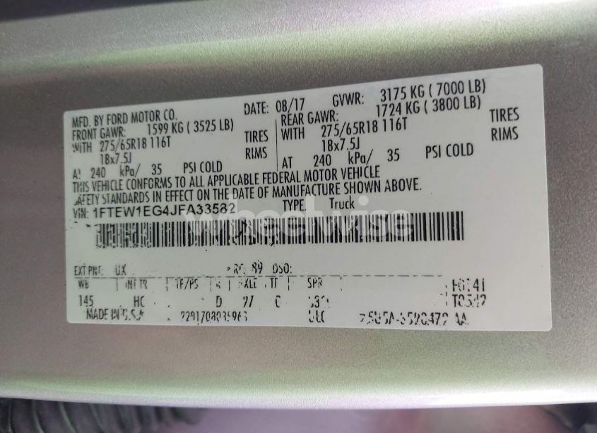 Photo 9 of 2018 Ford F-150 LARIAT (VIN 1FTEW1EG4JFA33582)