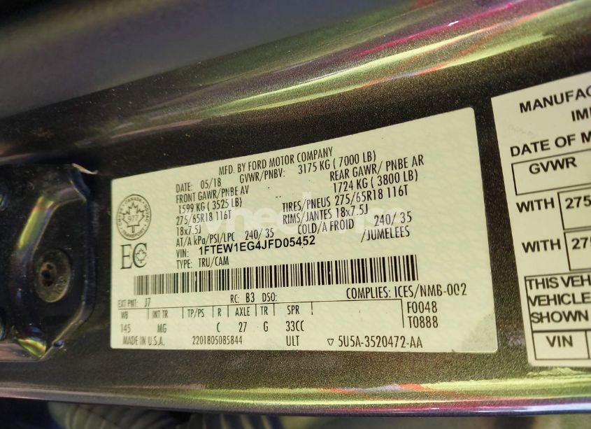 Photo 9 of 2018 Ford F-150 XLT (VIN 1FTEW1EG4JFD05452)