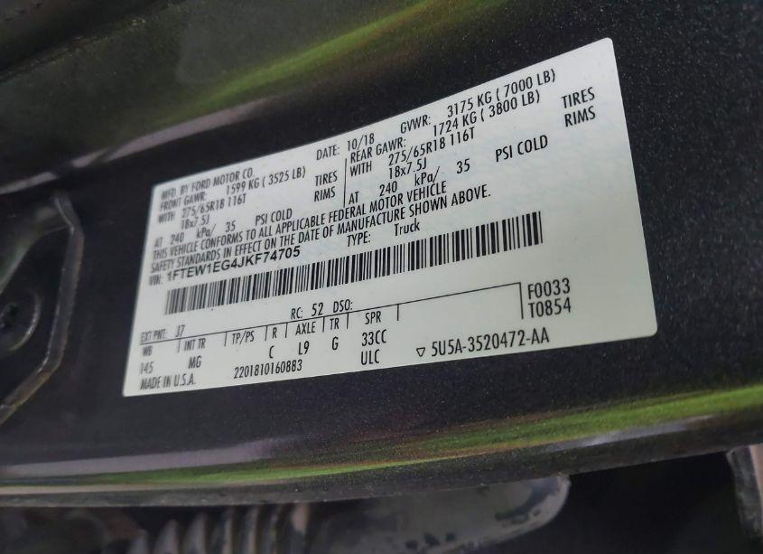 Photo 9 of 2018 Ford F-150 XLT (VIN 1FTEW1EG4JKF74705)