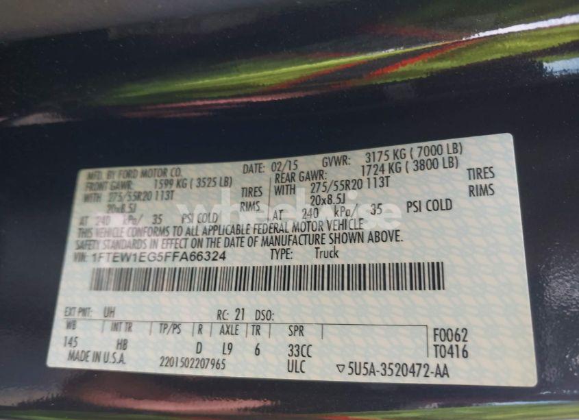 Photo 9 of 2015 Ford F-150 LARIAT (VIN 1FTEW1EG5FFA66324)