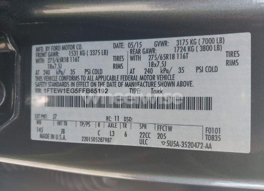 Photo 9 of 2015 Ford F-150 XLT (VIN 1FTEW1EG5FFB65192)