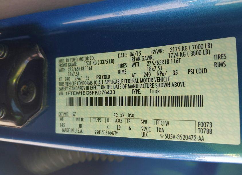 Photo 9 of 2015 Ford F-150 XLT (VIN 1FTEW1EG5FKD76433)