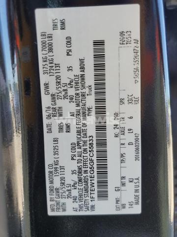 Photo 7 of 2016 FORD F150 SUPERCREW (VIN 1FTEW1EG5GFC55833)