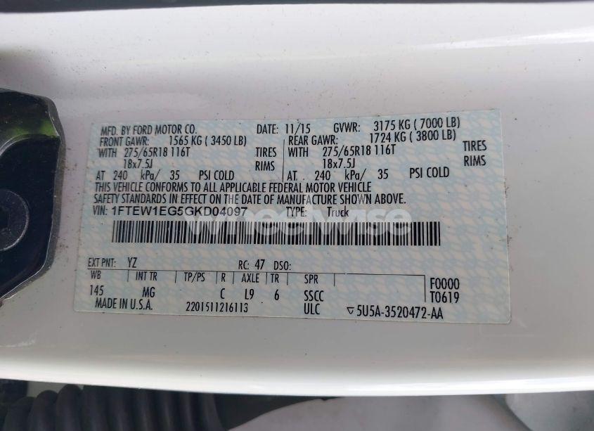 Photo 9 of 2016 Ford F-150 XLT (VIN 1FTEW1EG5GKD04097)