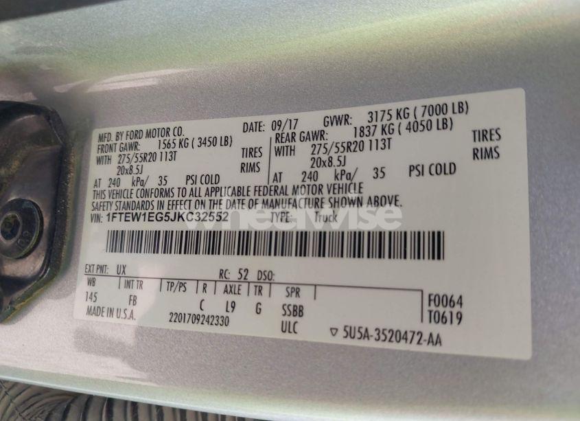 Photo 9 of 2018 Ford F-150 XLT (VIN 1FTEW1EG5JKC32552)