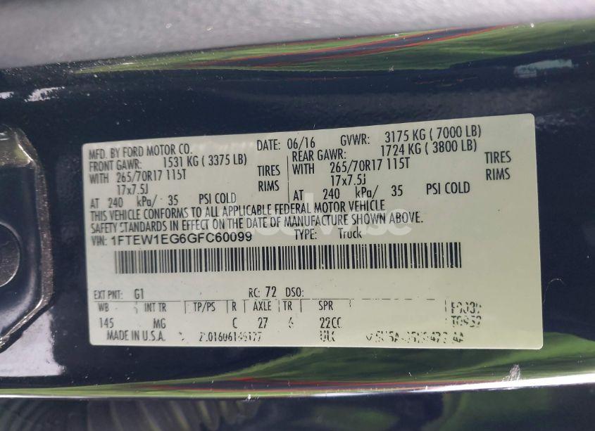 Photo 9 of 2016 Ford F-150 (VIN 1FTEW1EG6GFC60099)