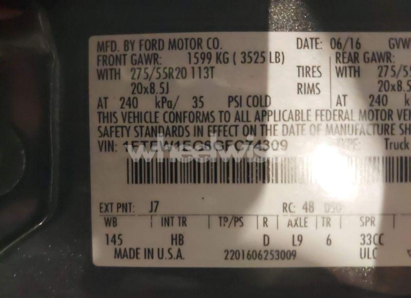 Photo 9 of 2016 Ford F-150 LARIAT (VIN 1FTEW1EG6GFC74309)