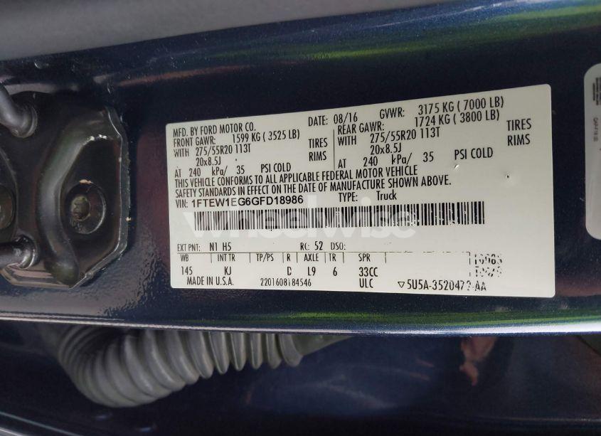 Photo 9 of 2016 Ford F-150 KING RANCH (VIN 1FTEW1EG6GFD18986)