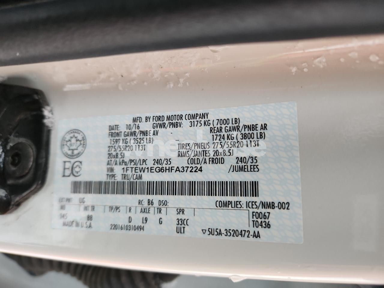 Photo 12 of 2017 FORD F150 SUPERCREW (VIN 1FTEW1EG6HFA37224)