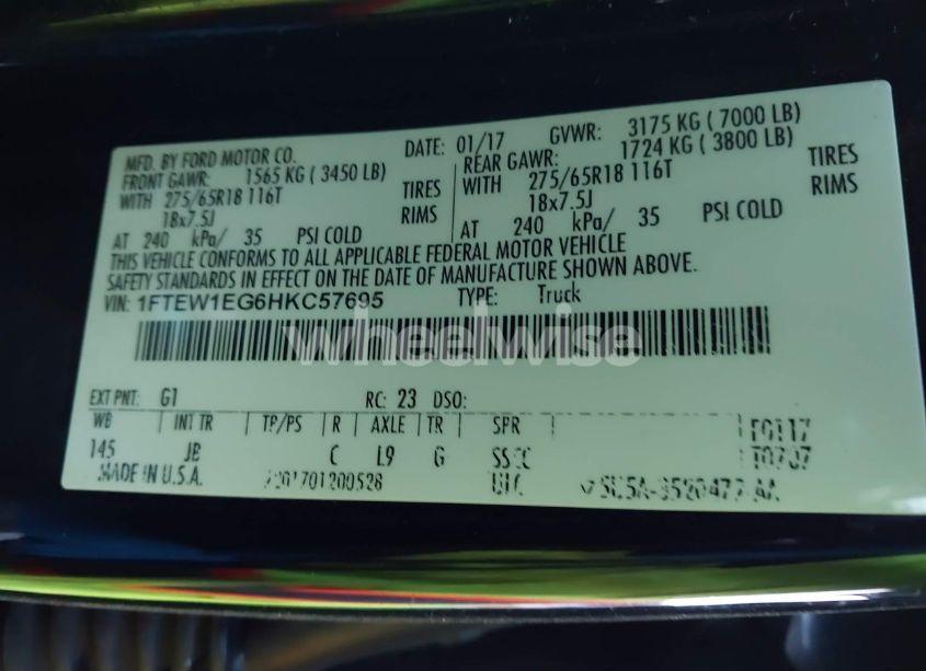 Photo 9 of 2017 Ford F-150 XLT (VIN 1FTEW1EG6HKC57695)