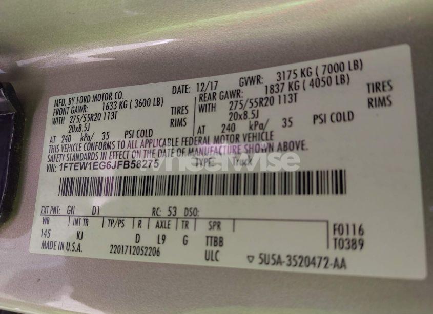 Photo 9 of 2018 Ford F-150 KING RANCH (VIN 1FTEW1EG6JFB58275)