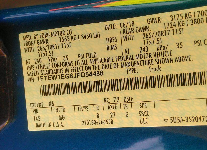 Photo 9 of 2018 Ford F-150 XLT (VIN 1FTEW1EG6JFD54488)