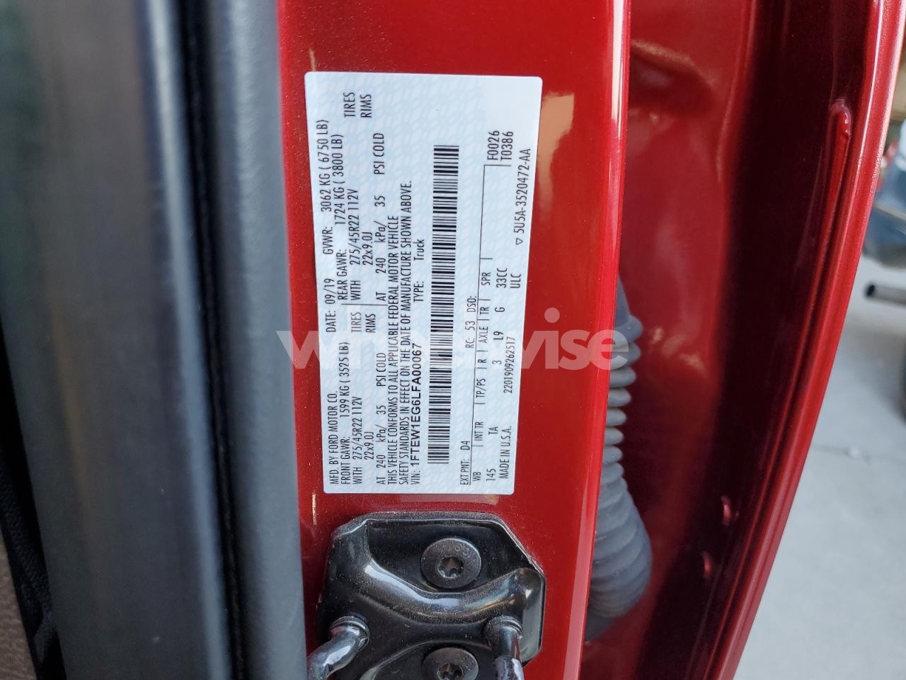 Photo 12 of 2020 FORD F150 SUPERCREW (VIN 1FTEW1EG6LFA00067)