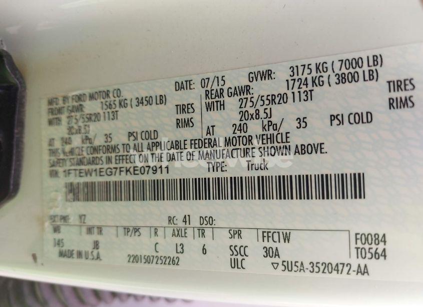 Photo 9 of 2015 Ford F-150 XLT (VIN 1FTEW1EG7FKE07911)