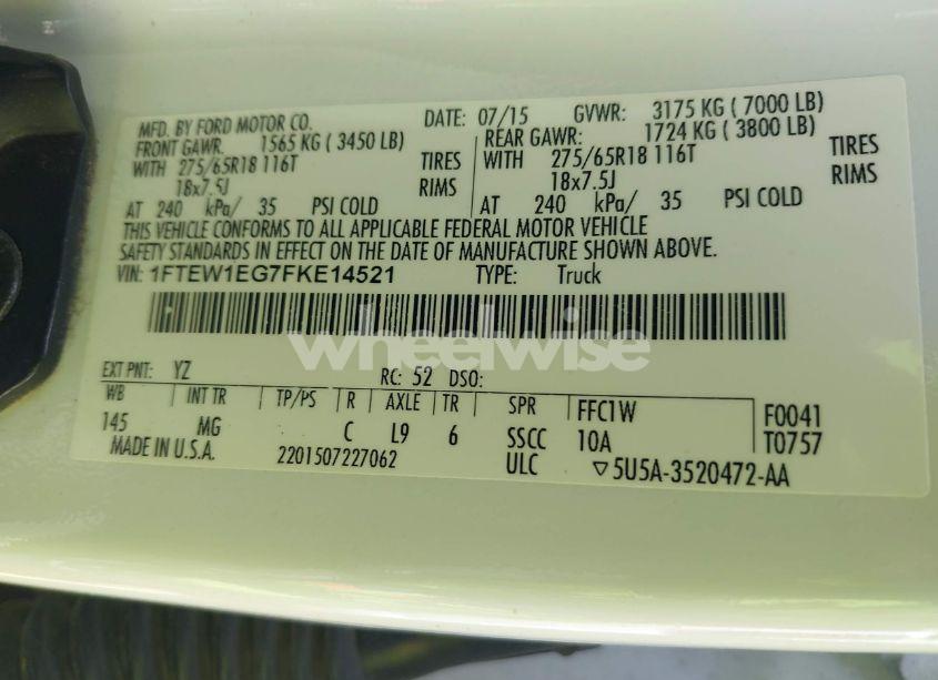 Photo 9 of 2015 Ford F-150 XLT (VIN 1FTEW1EG7FKE14521)