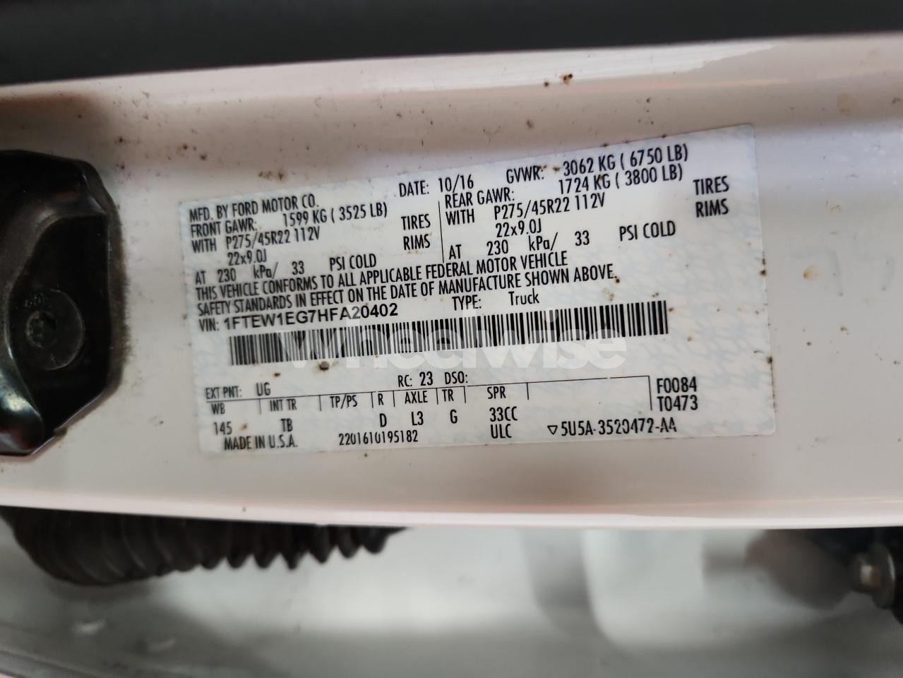 Photo 12 of 2017 FORD F150 SUPERCREW (VIN 1FTEW1EG7HFA20402)