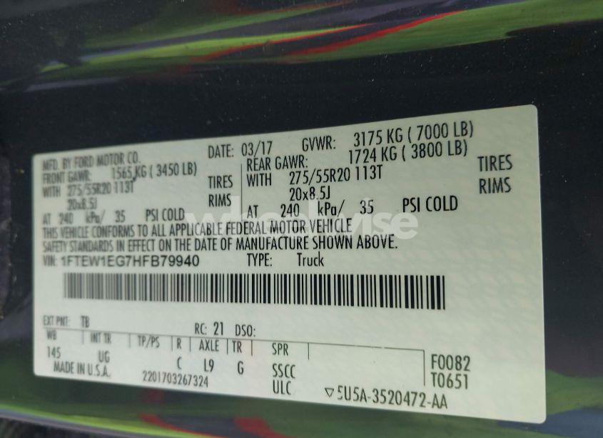 Photo 9 of 2017 Ford F-150 XLT (VIN 1FTEW1EG7HFB79940)