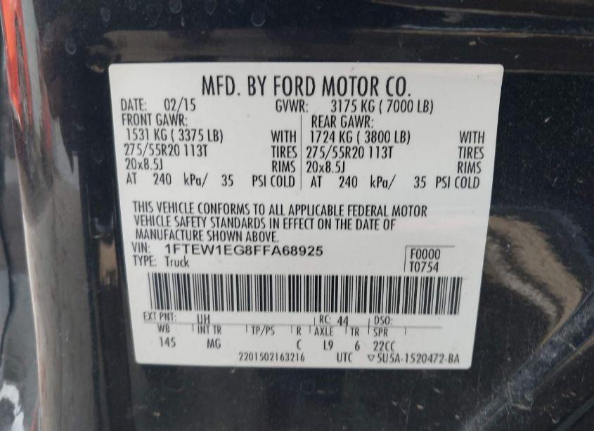 Photo 9 of 2015 Ford F-150 XLT (VIN 1FTEW1EG8FFA68925)