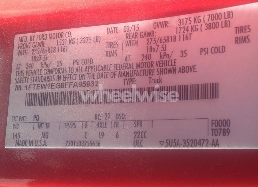 Photo 9 of 2015 Ford F-150 XLT (VIN 1FTEW1EG8FFA95932)