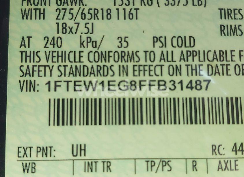 Photo 9 of 2015 Ford F-150 XLT (VIN 1FTEW1EG8FFB31487)