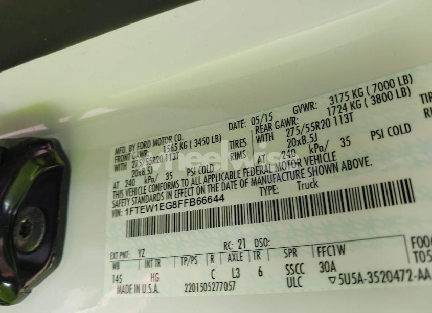 Photo 9 of 2015 Ford F-150 LARIAT (VIN 1FTEW1EG8FFB66644)