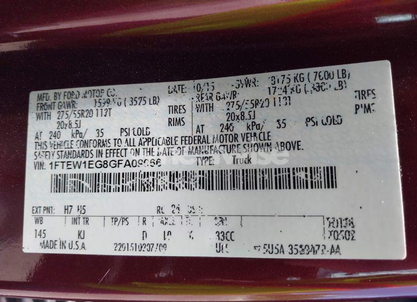 Photo 9 of 2016 Ford F-150 KING RANCH (VIN 1FTEW1EG8GFA09066)